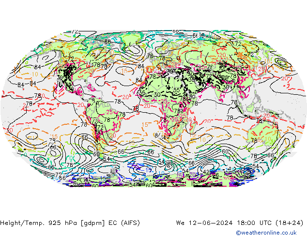 Hoogte/Temp. 925 hPa EC (AIFS) wo 12.06.2024 18 UTC