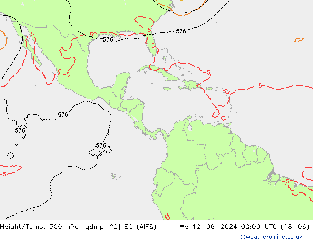 Hoogte/Temp. 500 hPa EC (AIFS) wo 12.06.2024 00 UTC