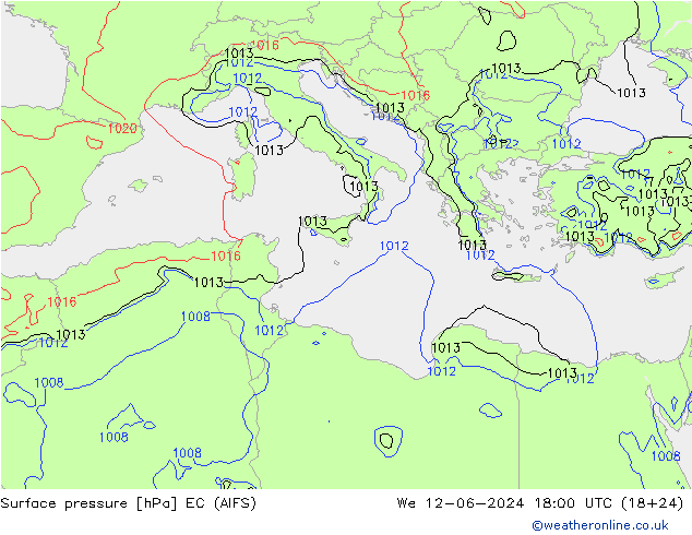 Surface pressure EC (AIFS) We 12.06.2024 18 UTC