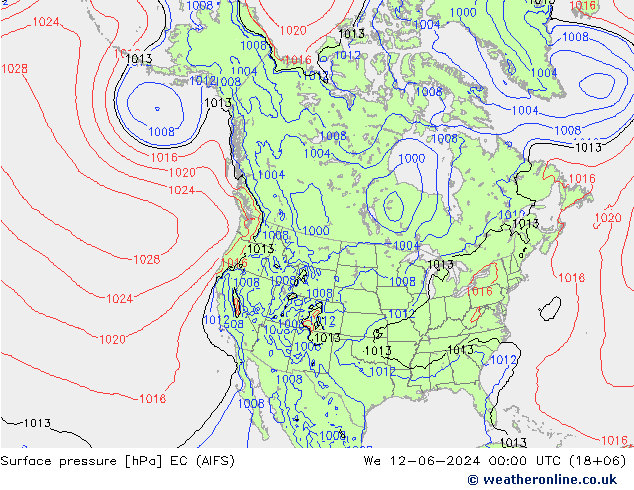 Pressione al suolo EC (AIFS) mer 12.06.2024 00 UTC