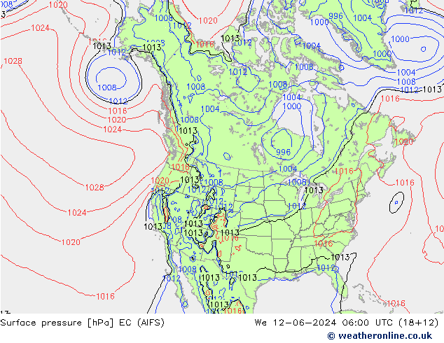 地面气压 EC (AIFS) 星期三 12.06.2024 06 UTC