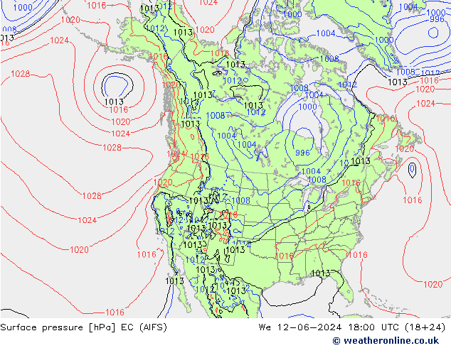 Surface pressure EC (AIFS) We 12.06.2024 18 UTC