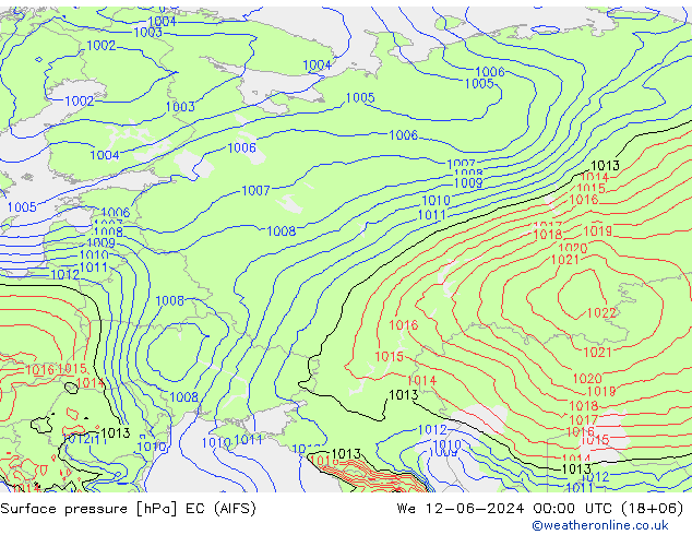 Surface pressure EC (AIFS) We 12.06.2024 00 UTC