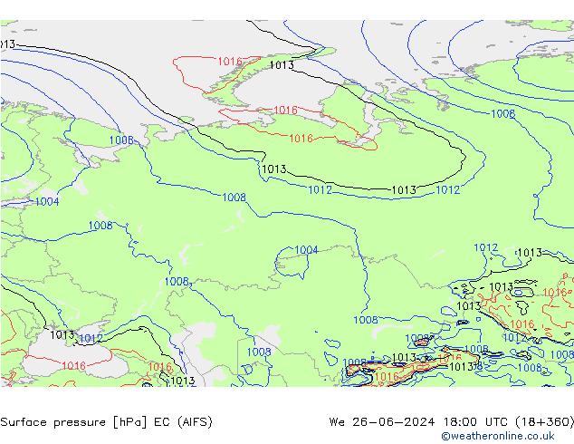 Pressione al suolo EC (AIFS) mer 26.06.2024 18 UTC