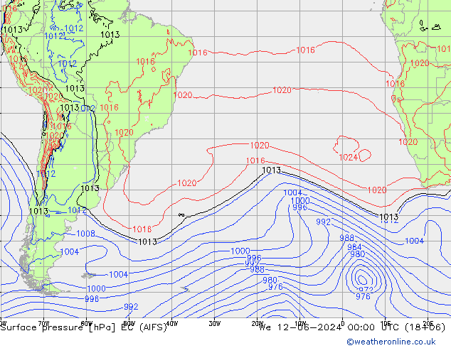 Surface pressure EC (AIFS) We 12.06.2024 00 UTC