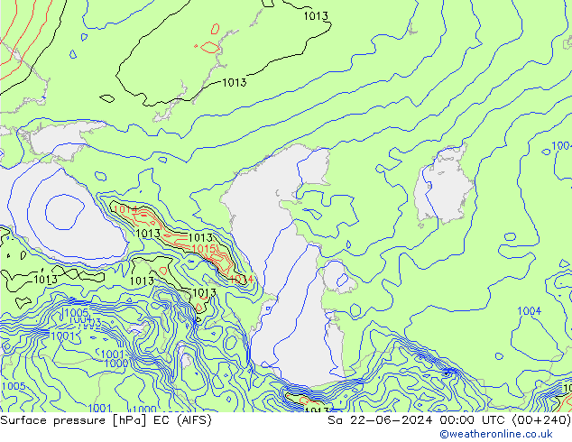 приземное давление EC (AIFS) сб 22.06.2024 00 UTC