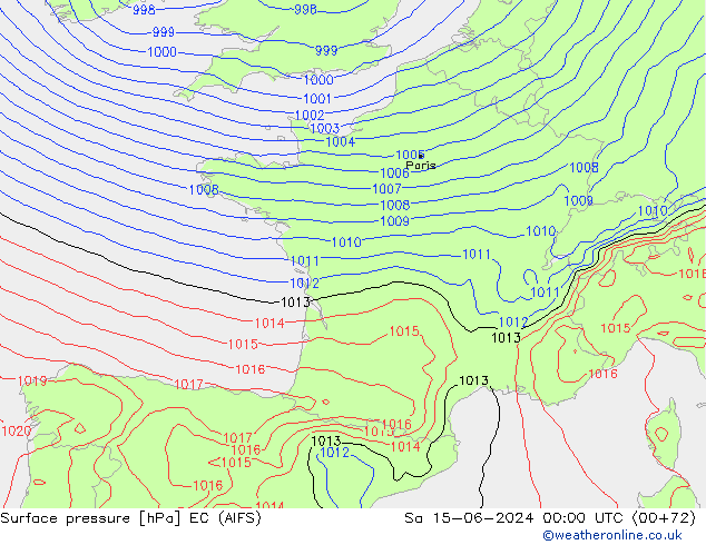 Luchtdruk (Grond) EC (AIFS) za 15.06.2024 00 UTC