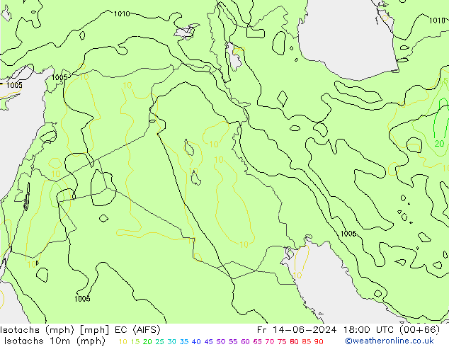 Isotachs (mph) EC (AIFS) Fr 14.06.2024 18 UTC