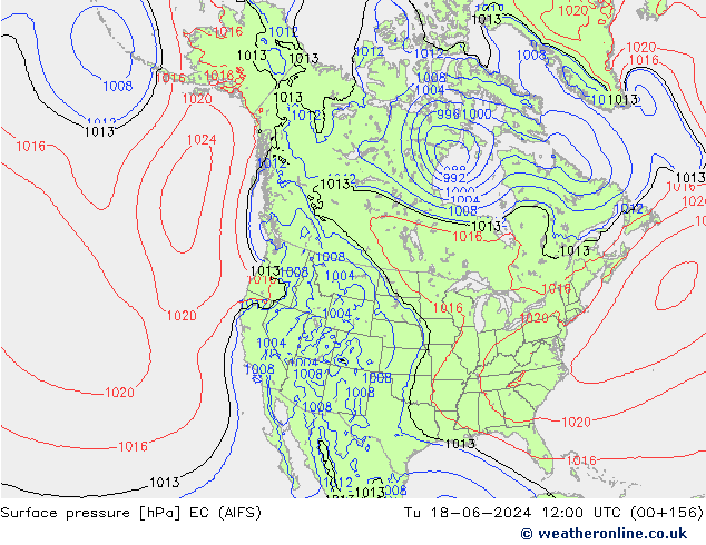 Surface pressure EC (AIFS) Tu 18.06.2024 12 UTC