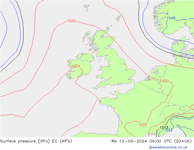 Surface pressure EC (AIFS) We 12.06.2024 06 UTC