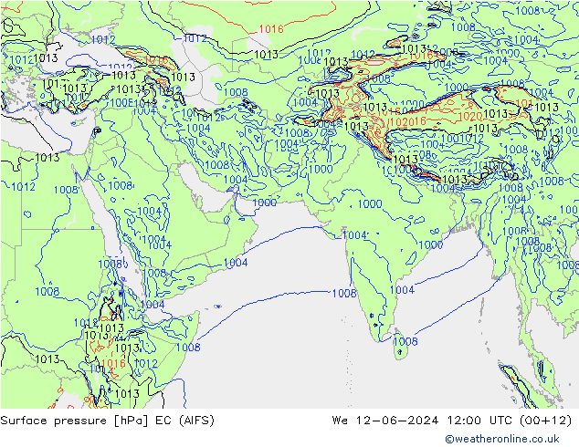 Surface pressure EC (AIFS) We 12.06.2024 12 UTC