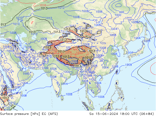 приземное давление EC (AIFS) сб 15.06.2024 18 UTC