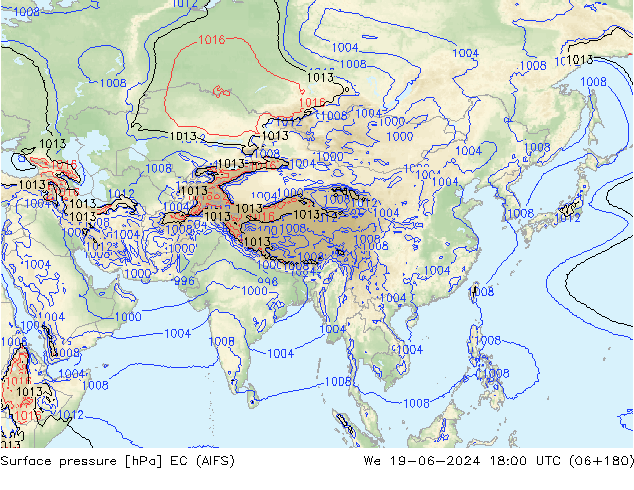 Pressione al suolo EC (AIFS) mer 19.06.2024 18 UTC