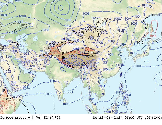 приземное давление EC (AIFS) сб 22.06.2024 06 UTC