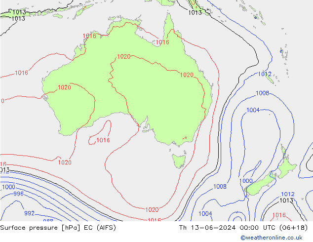 Luchtdruk (Grond) EC (AIFS) do 13.06.2024 00 UTC