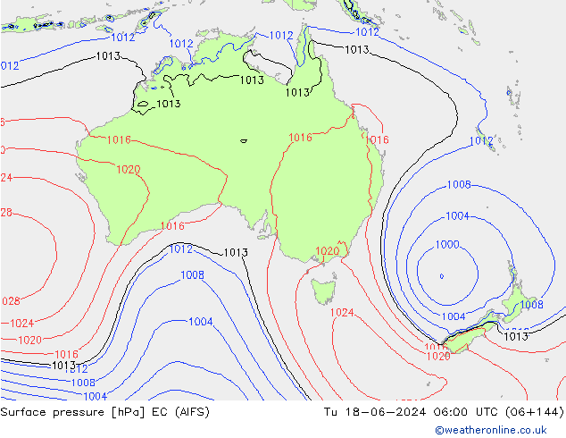 приземное давление EC (AIFS) вт 18.06.2024 06 UTC