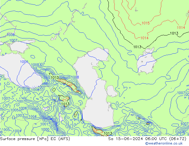 Pressione al suolo EC (AIFS) sab 15.06.2024 06 UTC