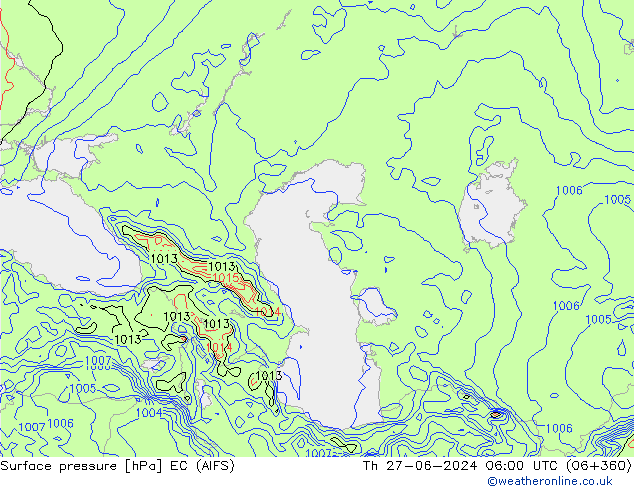 Luchtdruk (Grond) EC (AIFS) do 27.06.2024 06 UTC