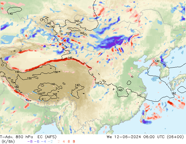 T-Adv. 850 hPa EC (AIFS) mié 12.06.2024 06 UTC