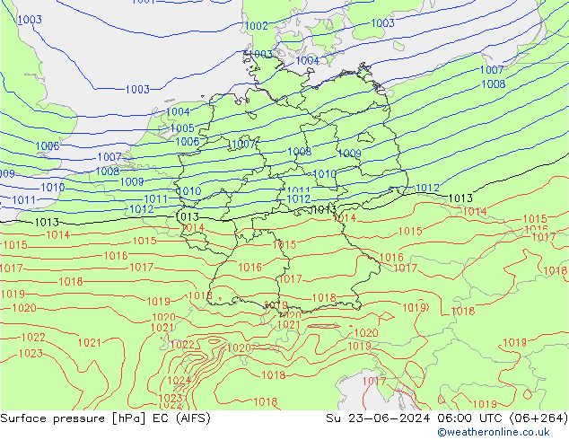 pressão do solo EC (AIFS) Dom 23.06.2024 06 UTC