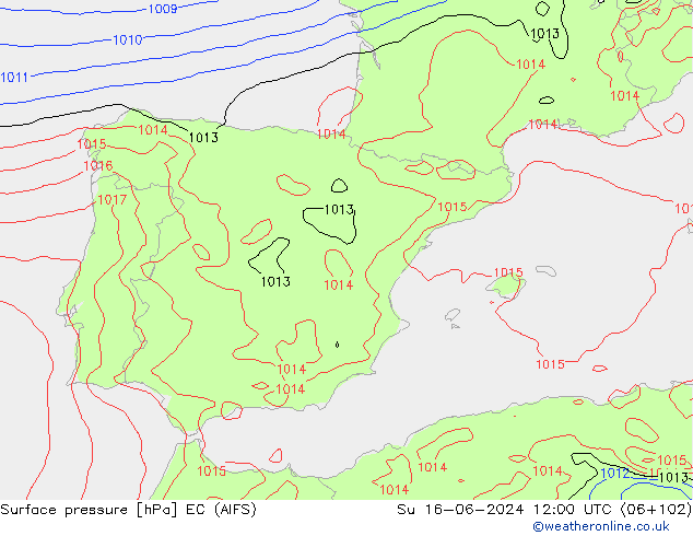 Surface pressure EC (AIFS) Su 16.06.2024 12 UTC