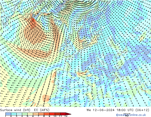 ве�Bе�@ 10 m (bft) EC (AIFS) ср 12.06.2024 18 UTC