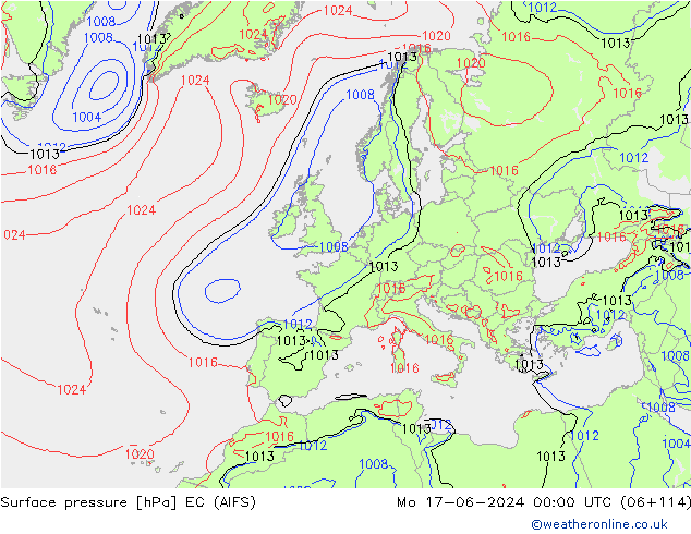 ciśnienie EC (AIFS) pon. 17.06.2024 00 UTC