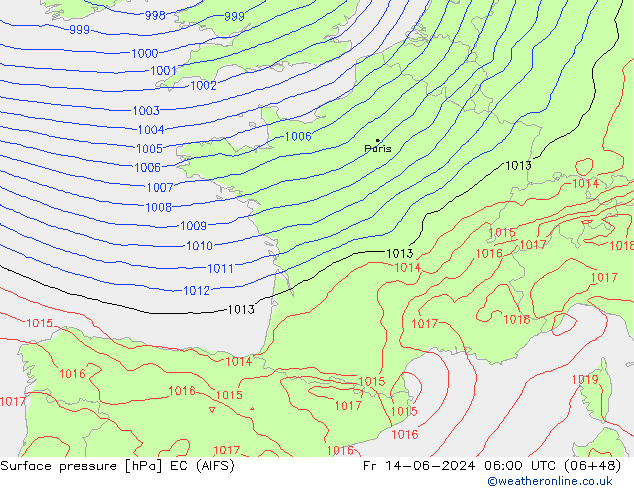 pression de l'air EC (AIFS) ven 14.06.2024 06 UTC