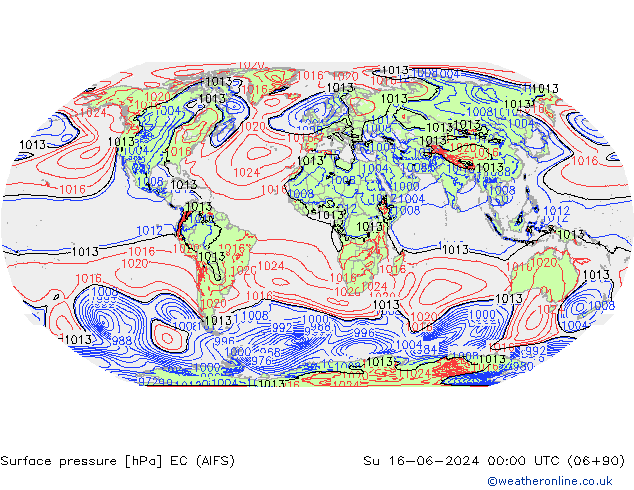 Surface pressure EC (AIFS) Su 16.06.2024 00 UTC