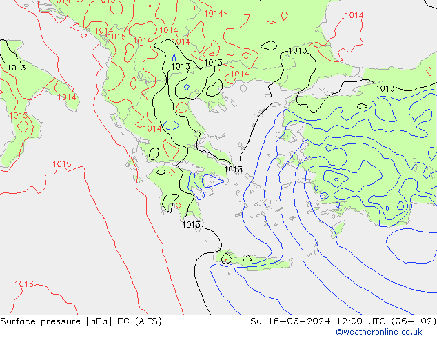 Surface pressure EC (AIFS) Su 16.06.2024 12 UTC