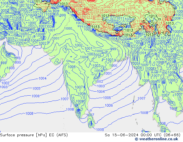 Surface pressure EC (AIFS) Sa 15.06.2024 00 UTC