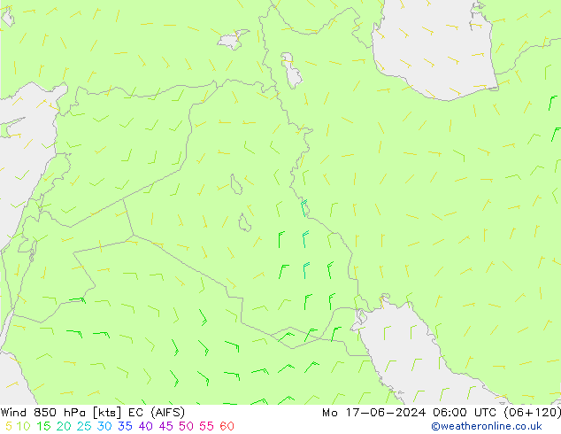 Vento 850 hPa EC (AIFS) Seg 17.06.2024 06 UTC