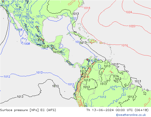 Atmosférický tlak EC (AIFS) Čt 13.06.2024 00 UTC