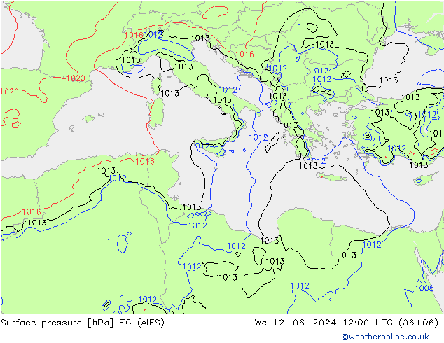 Surface pressure EC (AIFS) We 12.06.2024 12 UTC