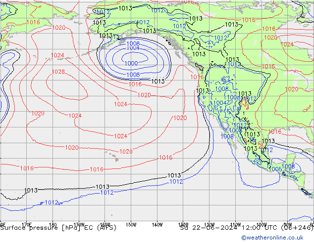 Atmosférický tlak EC (AIFS) So 22.06.2024 12 UTC