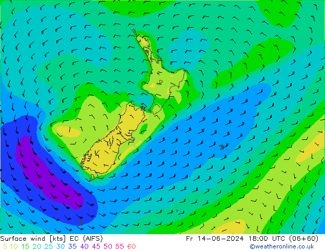 ветер 10 m EC (AIFS) пт 14.06.2024 18 UTC