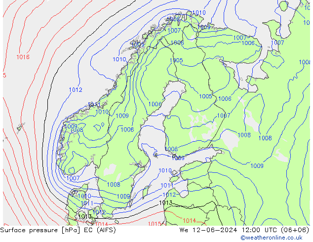 приземное давление EC (AIFS) ср 12.06.2024 12 UTC