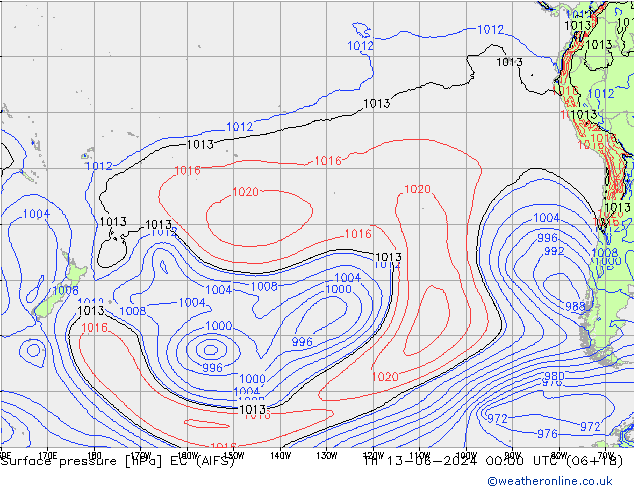 Luchtdruk (Grond) EC (AIFS) do 13.06.2024 00 UTC