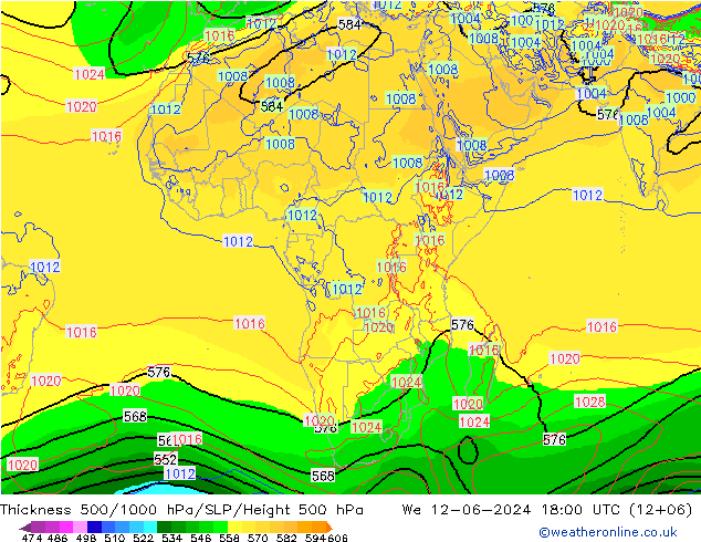 Thck 500-1000hPa EC (AIFS) We 12.06.2024 18 UTC