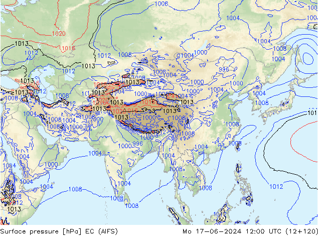 Yer basıncı EC (AIFS) Pzt 17.06.2024 12 UTC