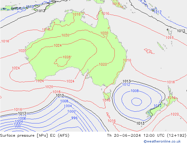 Surface pressure EC (AIFS) Th 20.06.2024 12 UTC