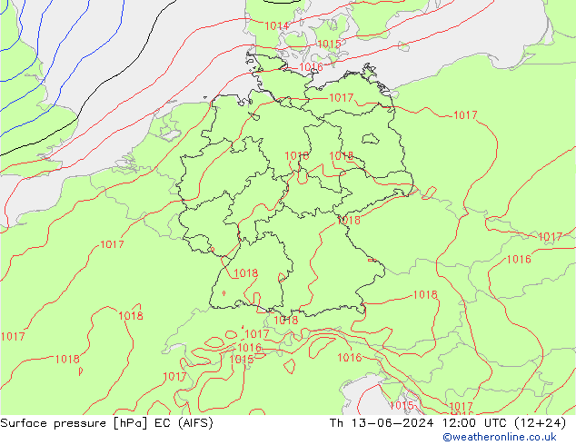 地面气压 EC (AIFS) 星期四 13.06.2024 12 UTC