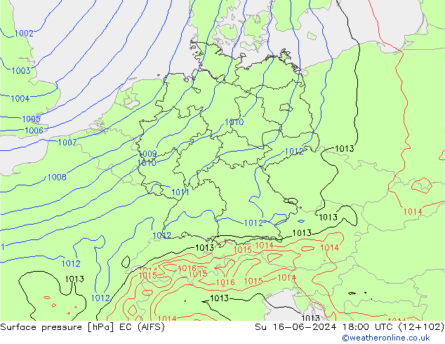 Luchtdruk (Grond) EC (AIFS) zo 16.06.2024 18 UTC
