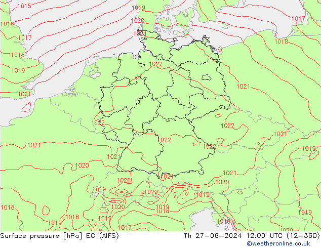 地面气压 EC (AIFS) 星期四 27.06.2024 12 UTC