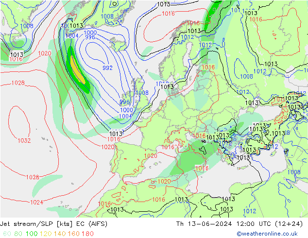 Prąd strumieniowy EC (AIFS) czw. 13.06.2024 12 UTC