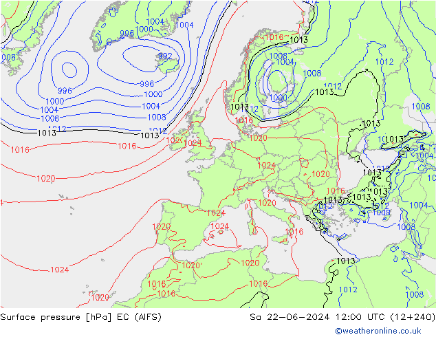 Luchtdruk (Grond) EC (AIFS) za 22.06.2024 12 UTC