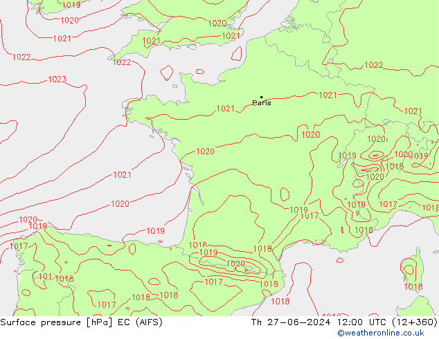 Luchtdruk (Grond) EC (AIFS) do 27.06.2024 12 UTC