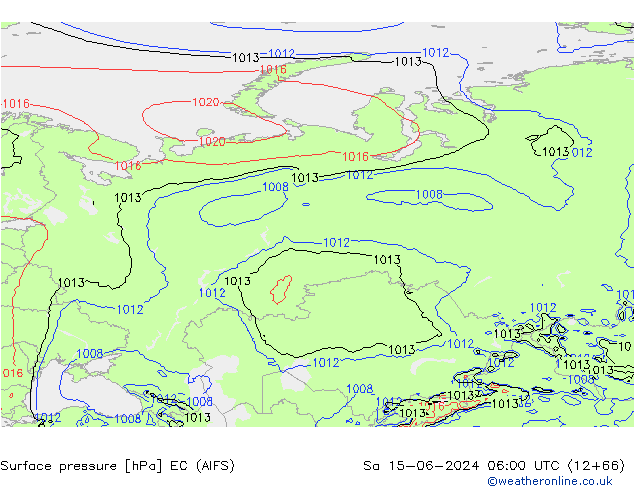 Surface pressure EC (AIFS) Sa 15.06.2024 06 UTC