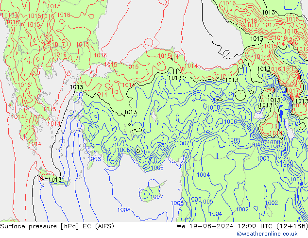 Luchtdruk (Grond) EC (AIFS) wo 19.06.2024 12 UTC