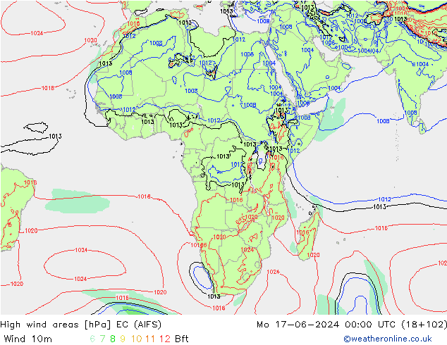 Windvelden EC (AIFS) ma 17.06.2024 00 UTC
